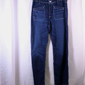 We The Free People Wide Leg Button Fly Jeans Women 28 Blue High Rise 33x32